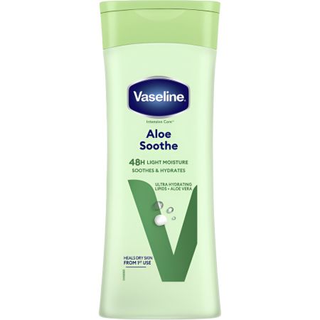 Vaseline Aloe Soothe 48h Light Moisture Soothes & Hydrates Locion corporal de rápida absorción y textura ligera mantiene la piel hidratada con aloe vera 400 ml