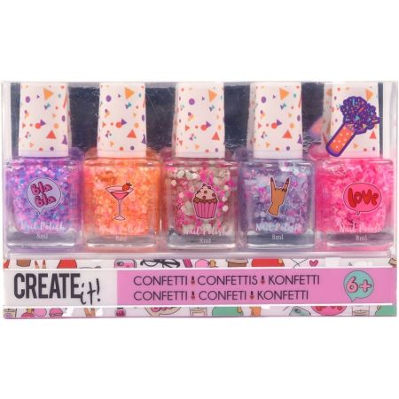 Create It! Confetti Estuche Set de esmaltes de uñas multicolores textura confetti