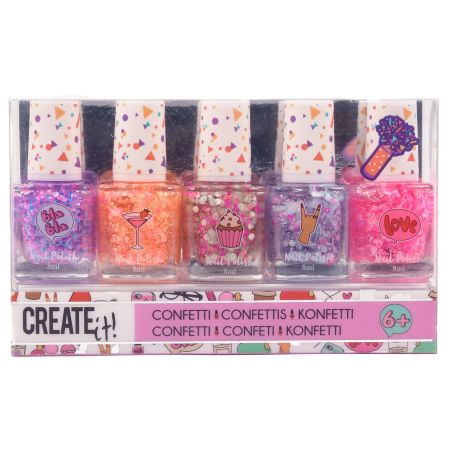 Create It! Confetti Estuche Set de esmaltes de uñas multicolores textura confetti