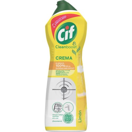 Cif Limón Limpiador En Crema Limpiador multiusos cremoso ofrece limpieza profunda para un acabado brillante en las superficies 750 ml