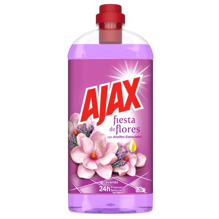 Ajax Fregasuelos Lavanda Fiesta De Flores Fregasuelos limpia en profundidad con aceites esenciales 24 horas de frescor 1250 ml