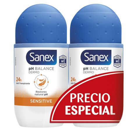 Sanex Ph Balance Dermo Sensitive Desodorante Duplo Precio Especial Desodorante antitranspirante para pieles sensibles 2x50 ml
