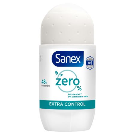 Sanex Zero% Extra Control Desodorante Roll-On Desodorante  respeta tu piel y te ayuda a mantenerla sana 48 horas 50 ml