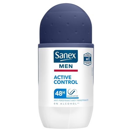 Sanex Men Active Control Desodorante Roll-On Desodorante antitranspirante controla el mal olor durante 48 horas 50 ml