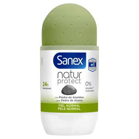 Sanex Natur Protect Piel Normal Desodorante Roll-On Desodorante con piedra de alumbre 24  horas de protección 50 ml