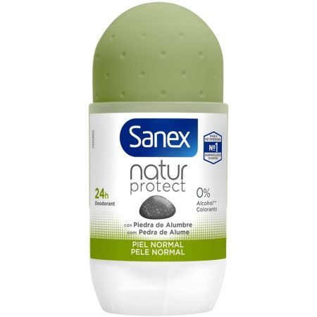 Sanex Natur Protect Piel Normal Desodorante Roll-On Desodorante con piedra de alumbre 24  horas de protección 50 ml