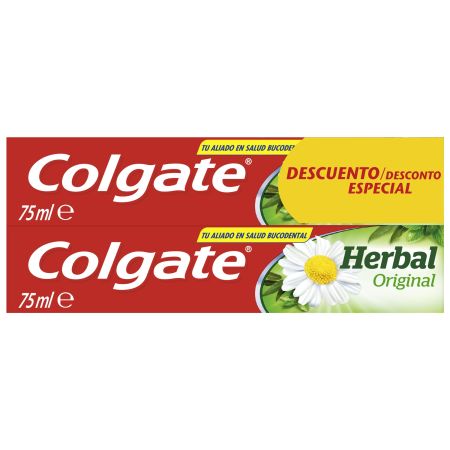 Colgate Dentífrico Herbal Original Duplo Pasta de dientes con flúor y con extractos vegetales naturales 2x75 ml