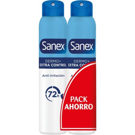 Sanex Dermo+ Extra Control Desodorante Spray Duplo Pack Ahorro Desodorante antitranspirante 0% alcohol 72 horas 2x200 ml