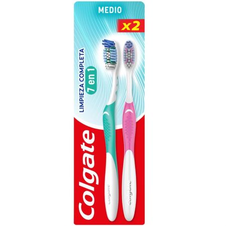 Colgate Cepillo Dental Medium Duplo Formato Especial Cepillo de dientes proporciona una limpieza completa para una boca sana 2 uds