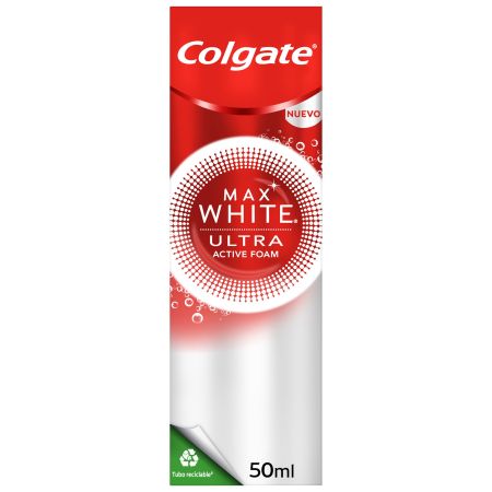 Colgate Dentífrico Max White Ultra Active Foam Pasta de dientes blanqueante elimina las manchas superficiales 50 ml