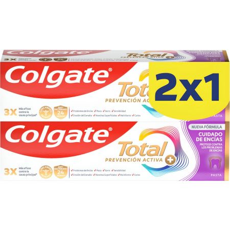 Colgate Total Cuidado De Encías Pasta Duplo Formato Especial Pasta de dientes protege las zonas sensibles y previene problemas de encías 2x75 ml