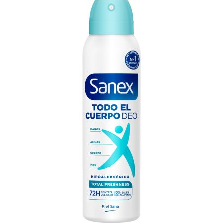 Sanex Total Freshness Todo El Cuerpo Desodorante Spray Desodorante spray para todo el cuerpo ofrece protección delicada pero eficaz hasta 72 horas 150 ml