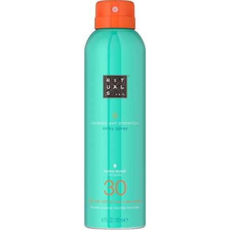 Rituals The Ritual Of Karma Sun Protection Milky Spray Spf 30 Leche solar de rápida absorción protege del envejecimiento para bronceado radiante con té blanco y flor de loto