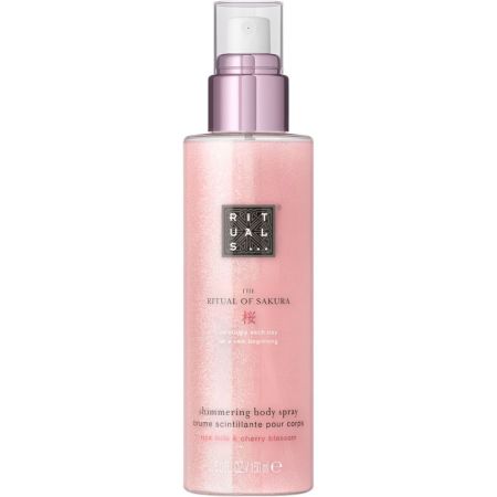 Rituals The Ritual Of Sakura Shimmering Body Spray Body mist corporal iluminador no pegajoso perfumado con leche de arroz orgánico y flor de cerezo 220 ml