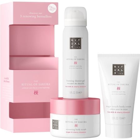 Rituals The Ritual Of Sakura Estuche Rutina de baño relajante con ingredientes renovadores ofrece aroma a flor del cerezo y leche de arroz orgánico