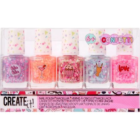 Create It! Confetti Estuche Set de esmaltes de uñas multicolores textura confetti
