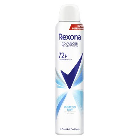 Rexona Advanced Protection Cotton Dry Desodorante Spray Desodorante antitranspirante protección avanzada 0% alcohol 72 horas 200 ml