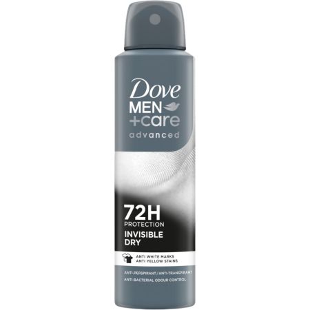 Dove Men +Care Advanced Invisible Dry Desodorante Spray Desodorante antitraspirante 0% alcohol ayuda a combatir sudor y olor durante 72 horas 150 ml