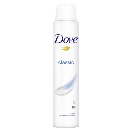 Dove Classic Desodorante Spray Desodorante antitranspirante 0% alcohol con fragancia neutra y suave 48 horas 200 ml