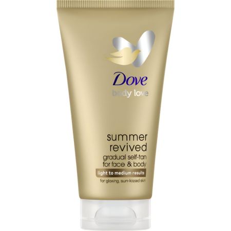 Dove Body Love Summer Revived Gradual Self-Tan For Face & Body Loción autobronceadora facial y corporal con activos hidratantes para bronceado uniforme y piel suave