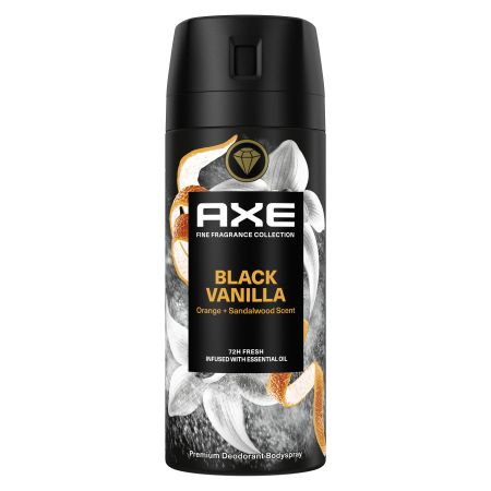 Axe Fine Fragance Collection Black Vanilla Desodorante Spray Desodorante aporta sensación de frescura con 72 horas de protección