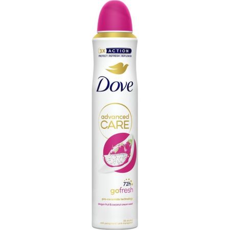 Dove Advanced Care Dragon Fruit & Coconut Desodorante Spray Desodorante antitranspirante 0% alcohol 72 horas de protección contra olor y sudor 200 ml