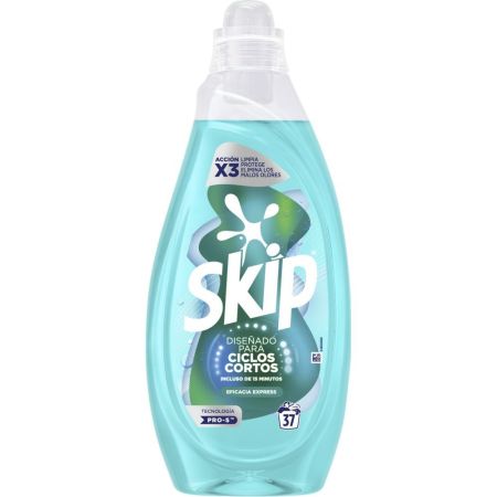 Skip Detergente Eficacia Express Ciclos Cortos Detergente líquido limpia protege fibras y elimina malos olores dejando tu ropa fresca y perfumada 37 lavados 1048 ml