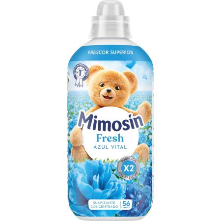 Mimosin Fresh Azul Vital Suavizante Concentrado Suavizante concentrado con millones de microcápsulas de fragancia para aroma irresistible y duradero 56 lavados 952 ml