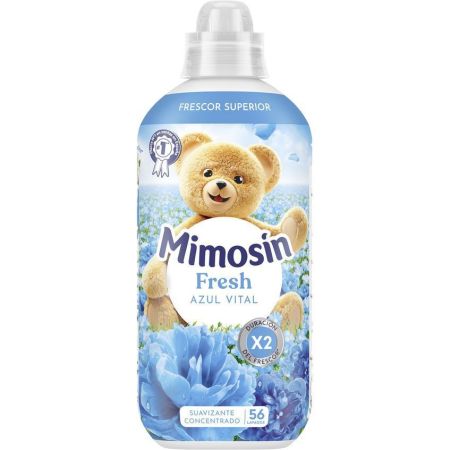 Mimosin Fresh Azul Vital Suavizante Concentrado Suavizante concentrado con millones de microcápsulas de fragancia para aroma irresistible y duradero 56 lavados 952 ml