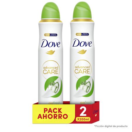 Dove Advanced Care Go Fresh Desodorante Spray Duplo Pack Ahorro Desodorante protege tus axilas durante 72 horas cuidado superior 2x200 ml