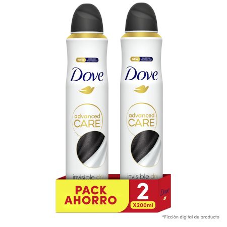 Dove Advanced Care Invisible Dry Desodorante Spray Duplo Desodorante protege tus axilas 72 horas cuidado superior 2x200 ml
