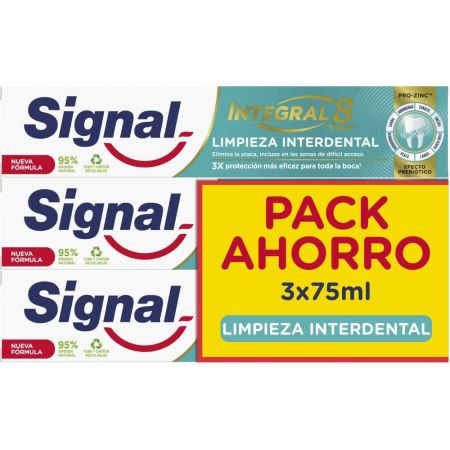 Signal Dentífrico Integral 8 Limpieza Intensiva Pack Ahorro Pasta de dientes limpia en profundidad y purifica tu boca 3x75 ml