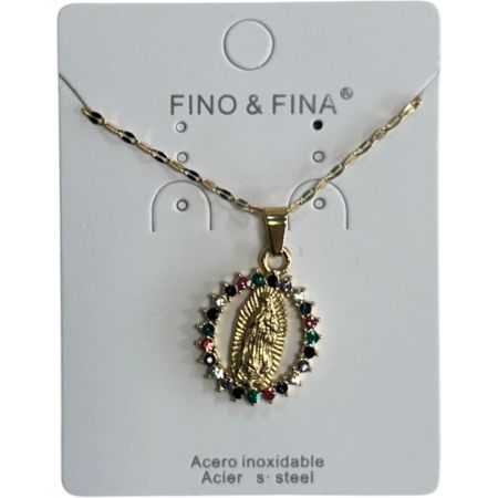 Marvimundo Colgante Dorado Virgen Colgante de acero inoxidable con la imagen de la virgen símbolo de devoción