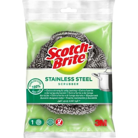 Scotch Brite Stainless Steel Scrubber Estropajo metálico extra fuerte y de larga duración