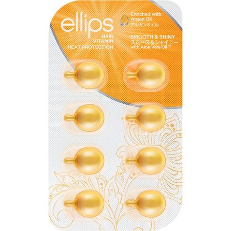 Ellips Hair Vitamin Heat Protection Smooth & Shiny Vitamina capilar con protección térmica y aceite de argán repara y protege para todo tipo de cabello 8 uds